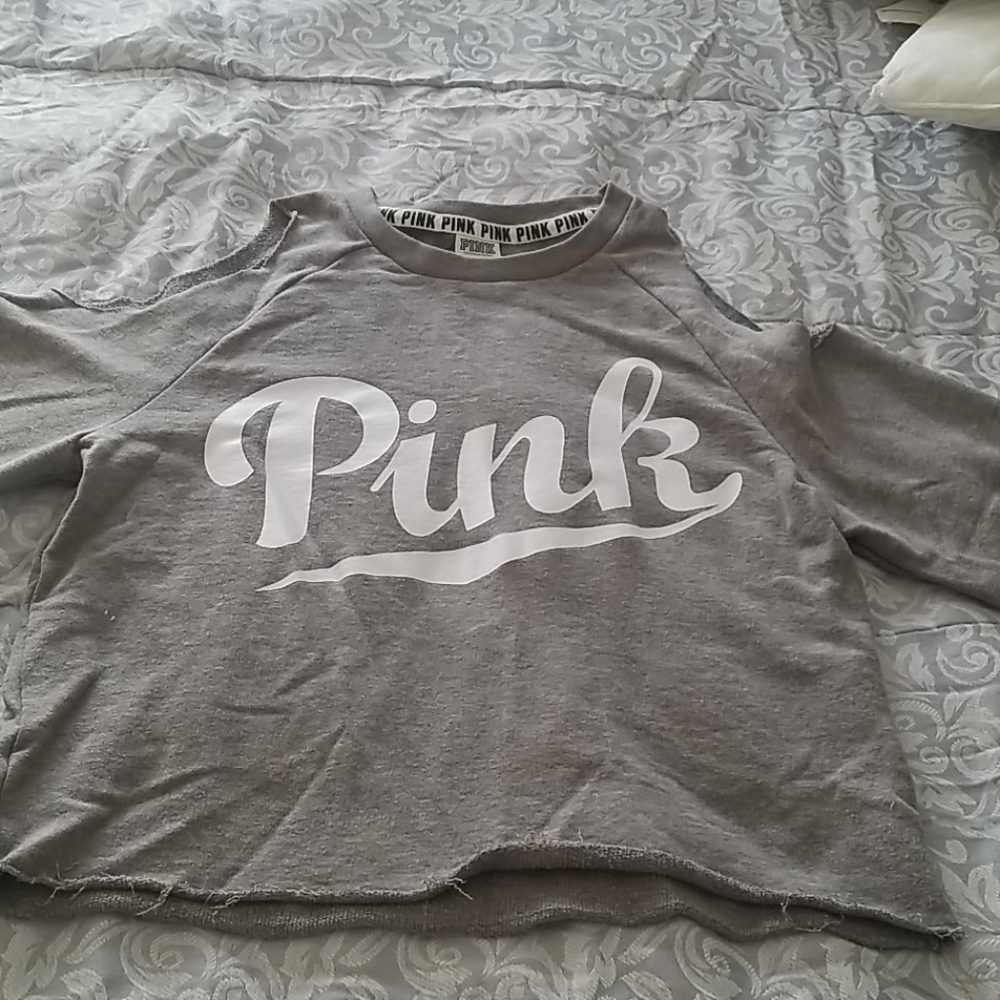 Like new PINK cold shoulder crop sweatshirt
